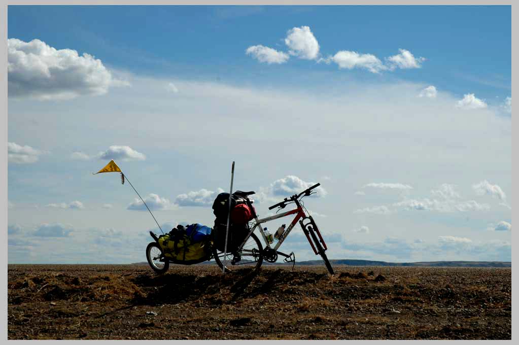 My office, home, basecamp on wheels,  heading West into the wind on Montana Hwy. 2