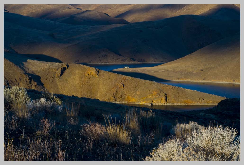 MUTED POWDER, December, late-afternoon light 